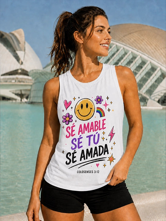 Camiseta de tirantes cristiana Sé Amable Tirantes de Vístete de Fe